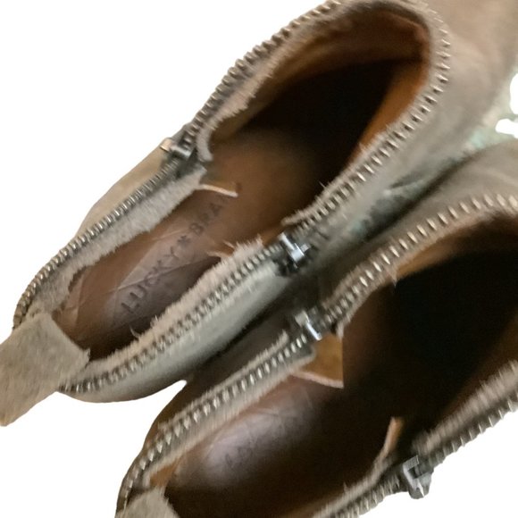 LUCKY BRAND Tan ZIPPER Almond Toe Side Zip Bootie-Size 7 - Picture 6 of 10